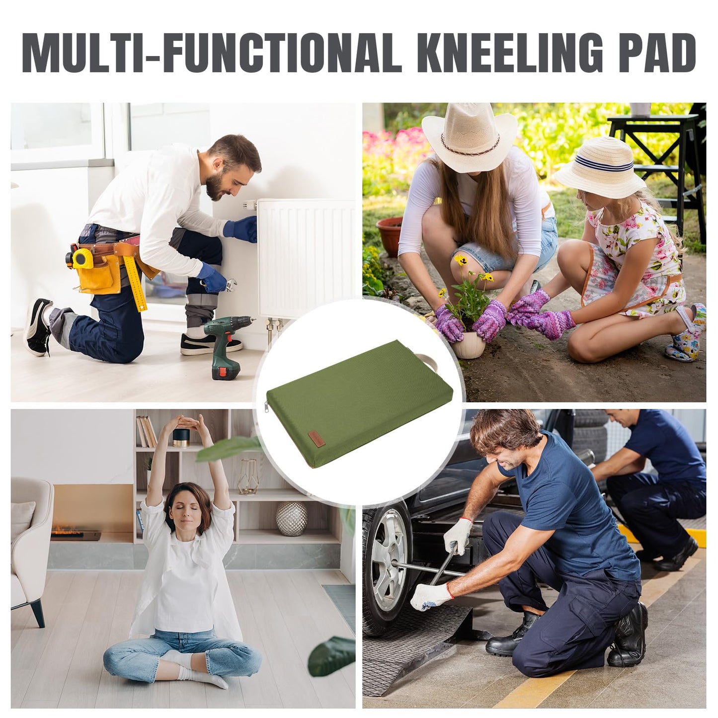 HappyPicnic Extra Thick Kneeling Pad, 1 Pack, Green, 17.5 x 11 x 2in