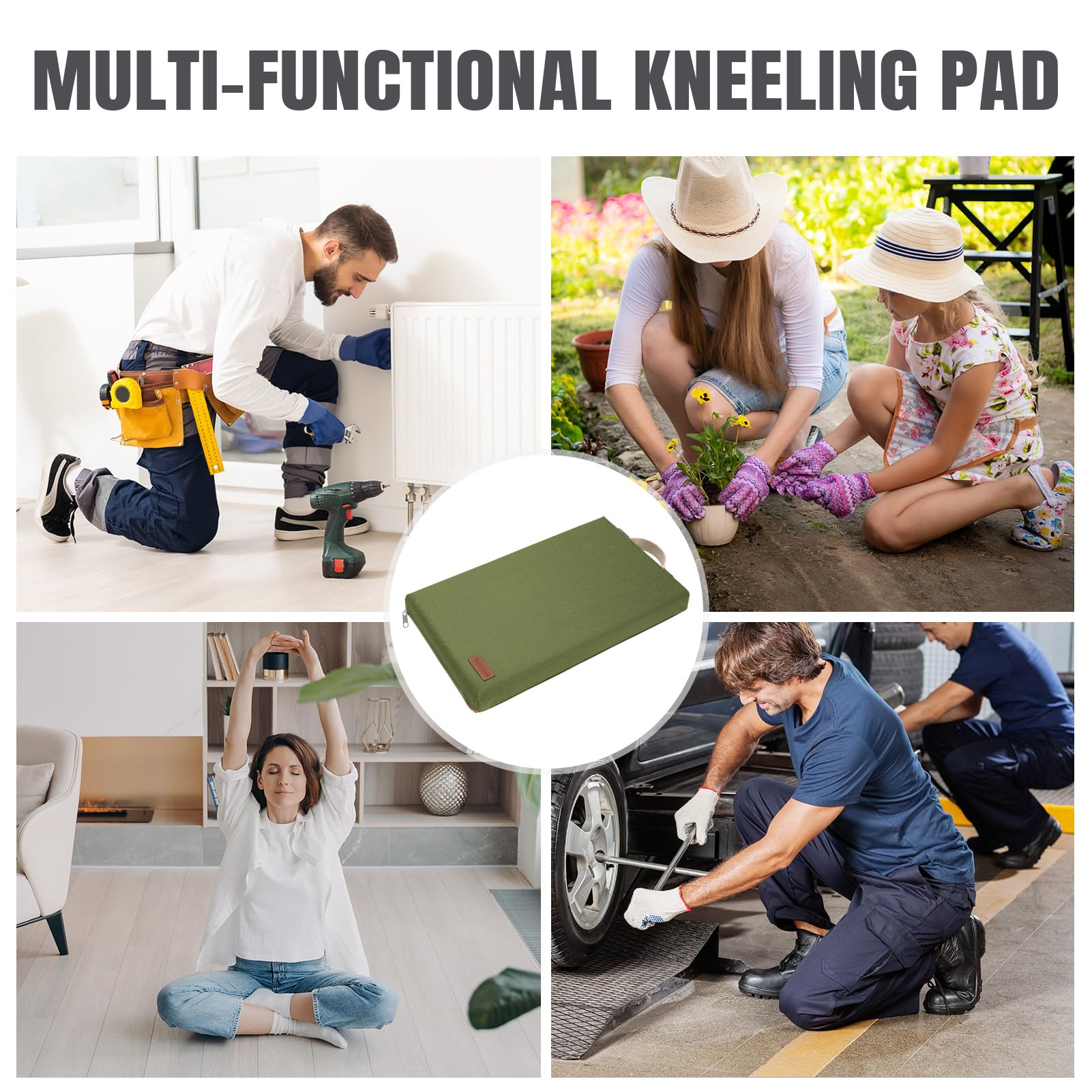 HappyPicnic Extra Thick Kneeling Pad, 1 Pack, Green, 17.5 x 11 x 2in