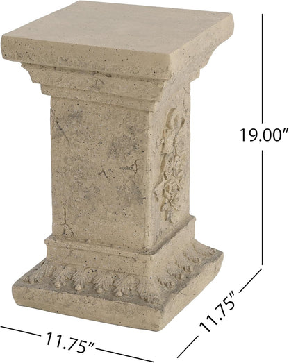 Decorative Roman Column Pedestal Column Plant Stand, Vintage European Style Classical Garden Pillar, Indoor Outdoor Decor, Pedestal Columns Plants Standing for Entryway Garden Yard Home (Sand/19 H)