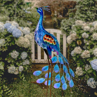 Kircust Peacock Garden Statue and Sculpture, Metal Peacock Yard Art Decor, Standing Bird Outdoor Sculptures for Patio Backyard Lawn Home Decoration