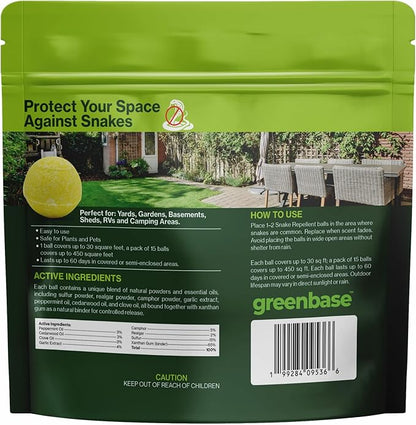 15 Pack Snake Repellent Balls for Yard – Natural Snake Away Repellent, Pet & Plant Safe, Indoor Outdoor Snake Deterrent for Lawn, Garden, Camping, Sheds, RVs, Basements – Long Lasting Protection