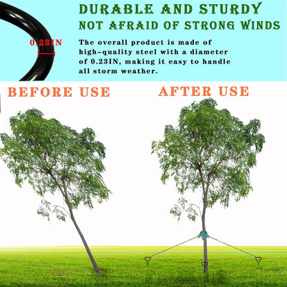 Tree Stake Kits, Tree Stakes and Supports Kits for Hurricane Protection & Bad Weather, Include 3 PCS 15.7" Heavy Duty Spiral Steel Tree Stakes, 3 PCS 15.8" Tree Straps and 3PCS 16.4FT Rope