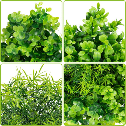 Ouddy Decor 6 Bundles Artificial Greenery Stems Mixed Fake Plastic Plants Eucalyptus Rosemary Faux Magnolia for Outdoor Indoor Garden Home Window Box Decor