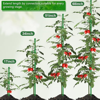 Plant Stakes 17 inch 10Pcs SupKing Support Stick Orchid Stakes with Clips Garden Plant Poles Extended to 3/4/5ft for Indoor Outdoor Potted Tomato Rose Amaryllis Vegetables Monstera Comes with 20 Ties
