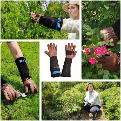 Gardening Gloves for Women/Men,Rose Pruning Long Leather Garden Gloves Thorn Proof