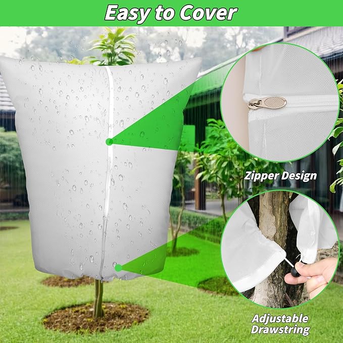 4PCS Large Plant Covers Freeze Protection 2.2oz Reusable Winter Frost Cloth Plant Protection Jacket Cover Bags Frost Blankets, for Shrub Trees Outdoor Plants Fruit Tree Potted, 75"W x 90"H