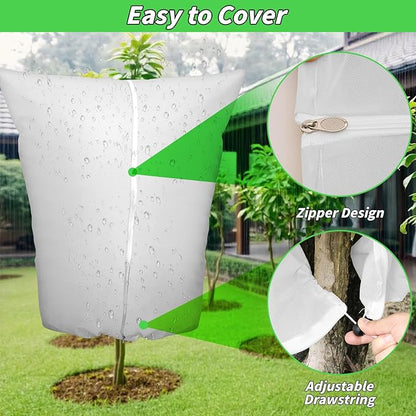 4PCS Large Plant Covers Freeze Protection 2.2oz Reusable Winter Frost Cloth Plant Protection Jacket Cover Bags Frost Blankets, for Shrub Trees Outdoor Plants Fruit Tree Potted, 75"W x 90"H