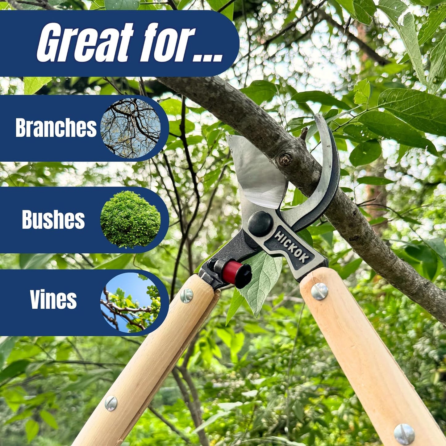 Heavy Duty Tree Lopper – 30" Long Reach Tree Branch Cutter with Hickory Wood Handles | Professional Arborist Pruning Tool Made in USA