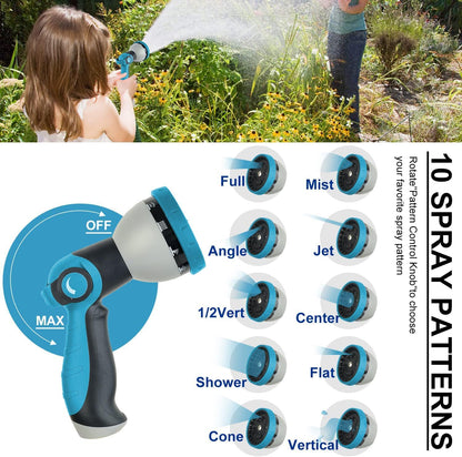 200Ft Non-Expandable Garden Hose, Flexible Water Hose with 10-Pattern Spray Nozzle, Lightweight Hose Pipe, Kink-Free, Leak-Proof, 3/4" Solid Metal Fittings