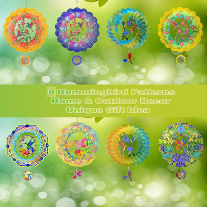 Wind Spinners - Hummingbird Wind Spinner for Yard and Garden, 12 Inches Large Metal Wind Sculptures, Decor for Home, Outside, Patio, Gifts for Mom, Daughter, Grandma's Birthday, Green Purple