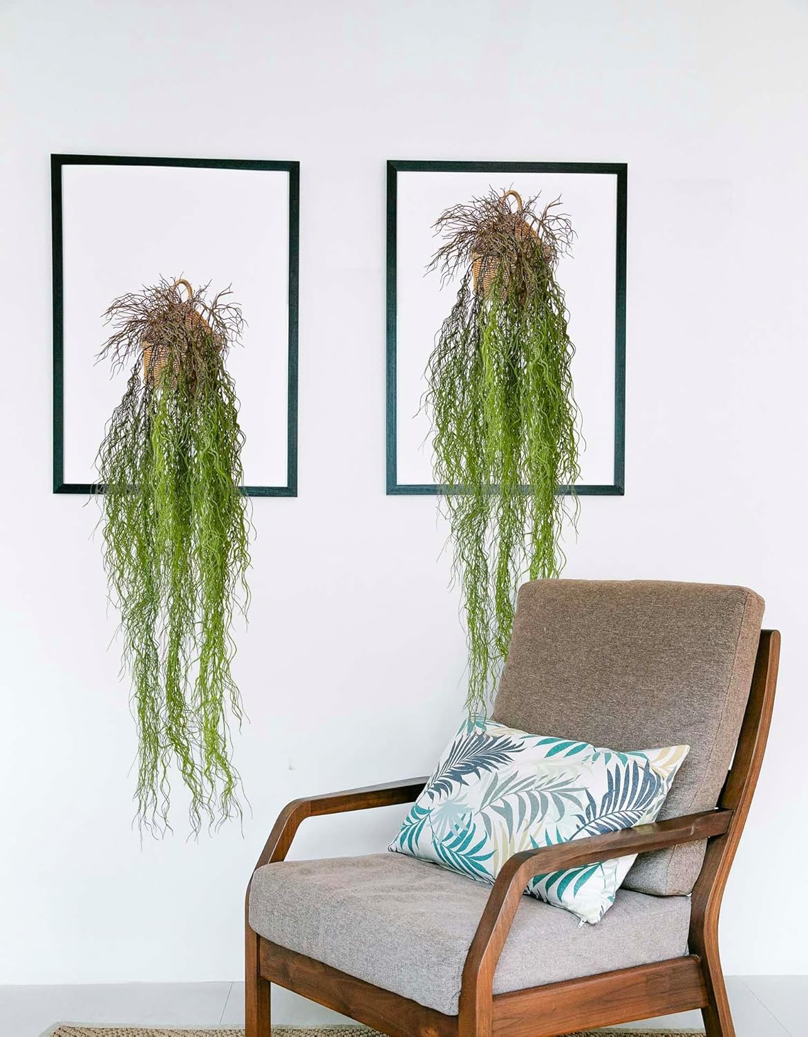 3 Fake Hanging Plants with Roots, 51 inch Faux Ivy Vines Hanging Greenery for Party Green Backdrop, Home Office Farmhouse Living Room Greenery Wall, Bathroom, Outdoor Porch Decoration