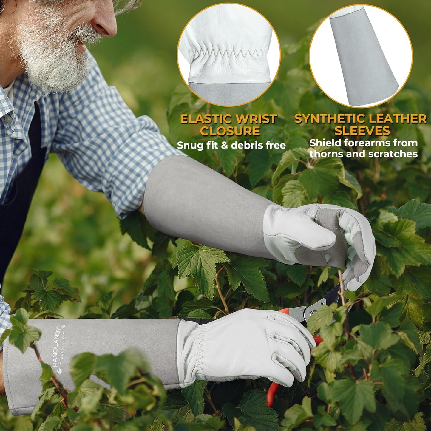 HANDLANDY Long Garden Gloves Thorn Proof for Women & Men, Rose Pruning Gauntlet Gloves, Best Protection Tool for Gardener