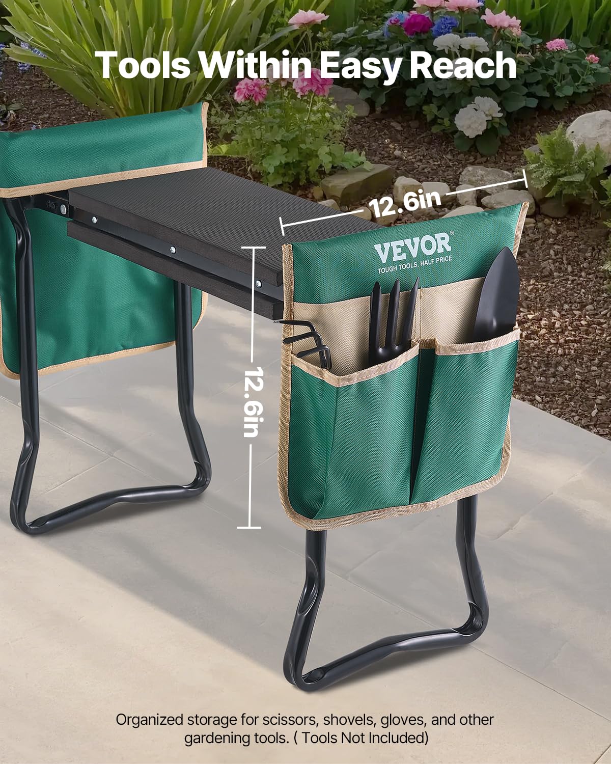 VEVOR Garden Kneeler and Seat, 330 lbs Load Capacity, 8" EVA Wide Pad, Foldable Garden Stool