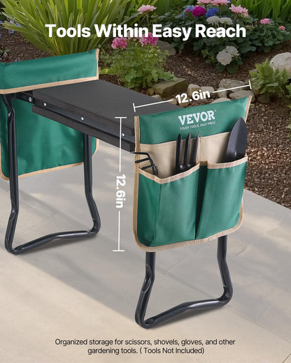 VEVOR Garden Kneeler and Seat, 330 lbs Load Capacity, 8" EVA Wide Pad, Foldable Garden Stool