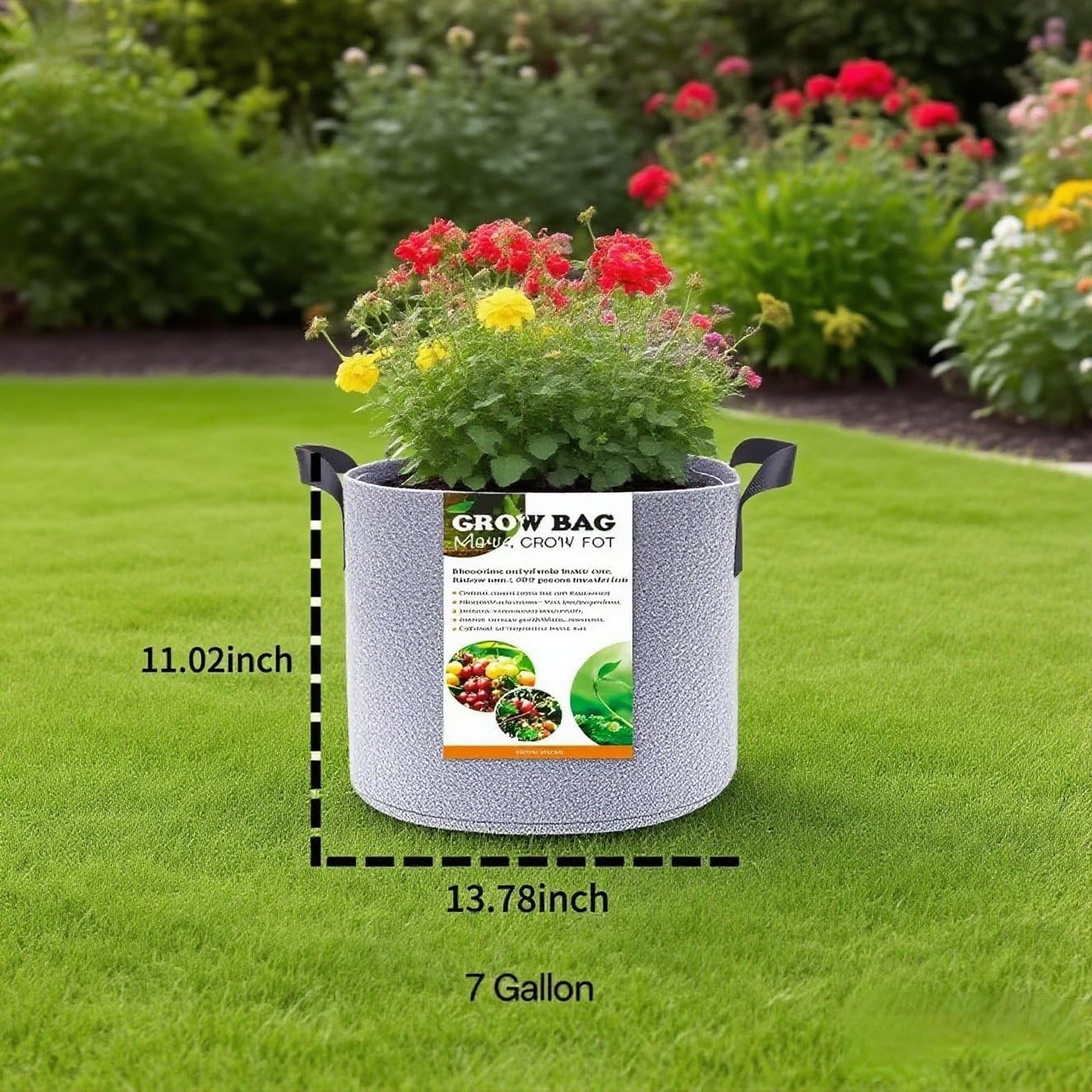 Grow Bags,Gallon Pot,Gallon Grow Bag,Fabric Plant Vegetable Pots with Handles,2-12 Nursery Pot Gallon Grow Bags with 1 Non-Slip Gardening Gloves,5pcs(7 Gallon)