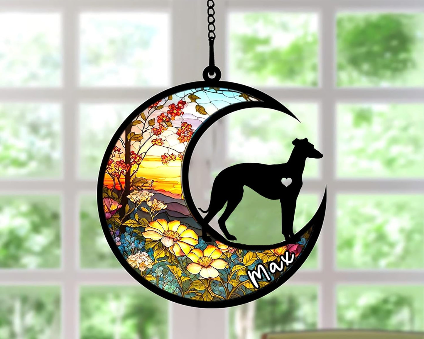 Personalized Dog Memorial, Custom Name Whippet Dog Christmas Ornament with Name, Custom Breeds, Pet Loss Light Catcher, Gifts for Lovers Loss of Pet Sympathy on Mothers Day Christmas