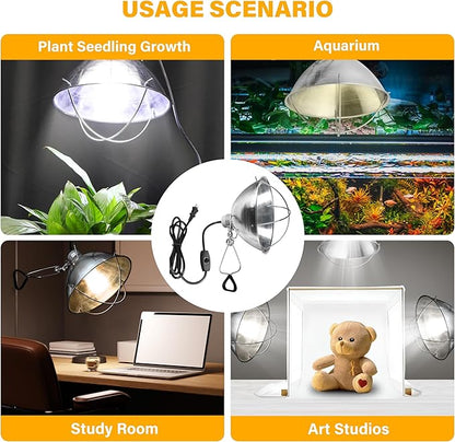 Simple Deluxe Clamp Lamp Light 10.5 Inch Adjustable Aluminum Reflector, Suit for E26 Socket Max 250 Watt Lamp (No Bulb Included), 6 Feet 18/2 SPT-2 Cord, with Bulb Guard, 1 Pack