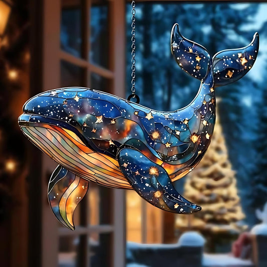 Celestial Whale Acrylic Suncatcher Stained Glass Effect Cosmos Window Car Hanging Christmas