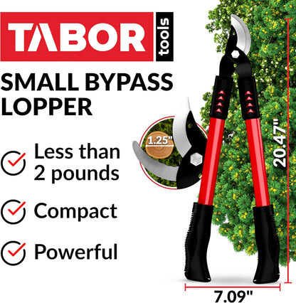 TABOR TOOLS GL18A Small Bypass Lopper, Short Bypass Tree Trimmer, Chops Branches with Ease, Branch Cutter with 1.25 Inch Clean Cut Capacity.