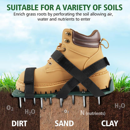 Lawn Aerator Shoes for Grass, Lawn Aeration Shoes with Adjustable Hook Loop Straps and Heavy Duty Spike, Soil Aerator Tool for Aerating Patio Yard Garden