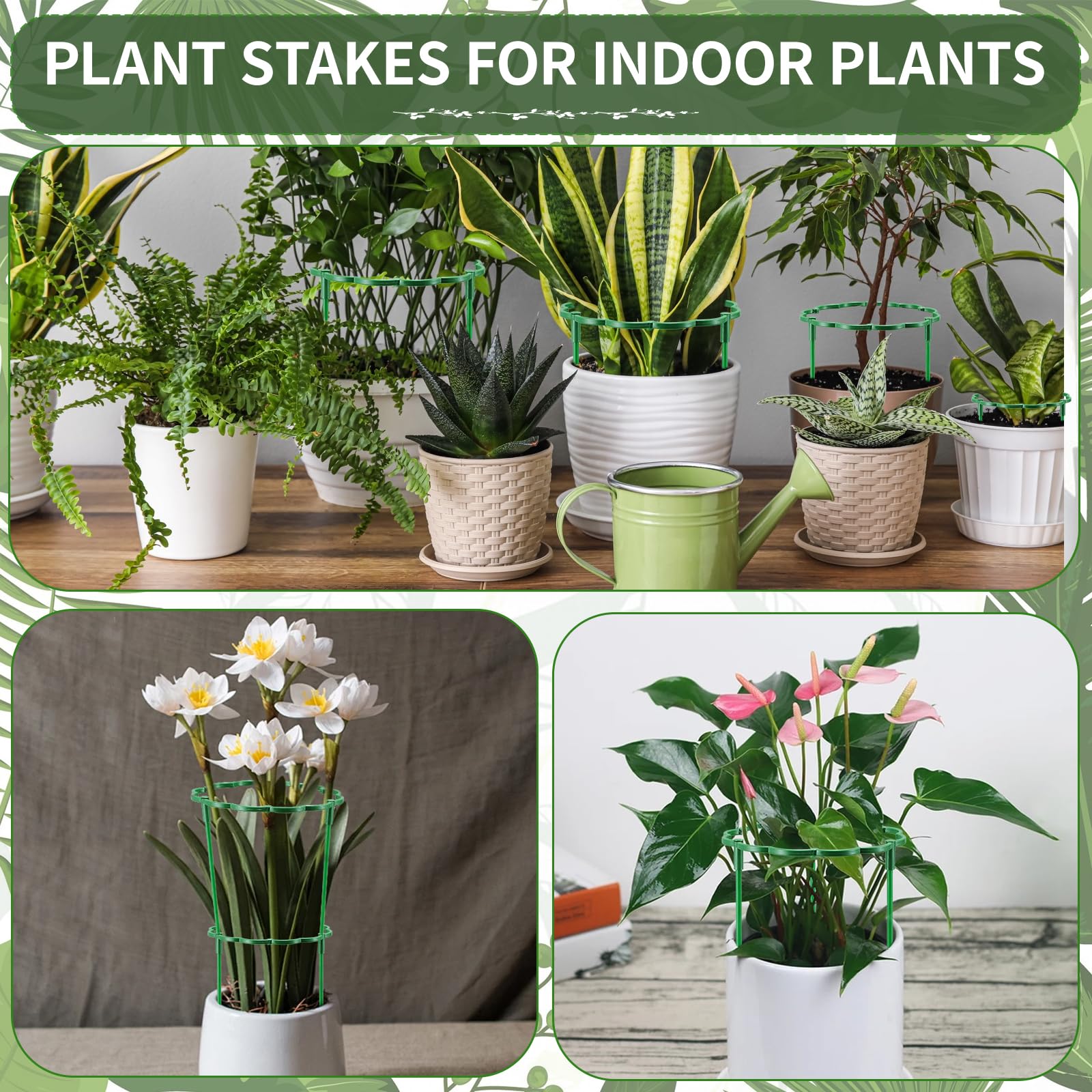 Moiggonoy 12 Pack Plant Support Stakes Sets - Versatile Plant Cages, Stackable Garden Flower