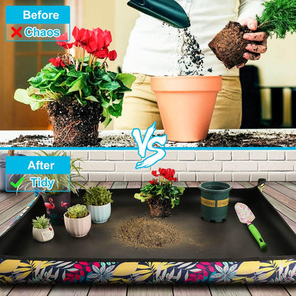 Extra Large Repotting Mat for Indoor Plant Transplanting and Mess Control 43.5"x 29.5" Thick Waterproof Potting Mat Succulent Gardening Mat Portable Foldable Potting Tray Unique Gifts for Plant Lovers