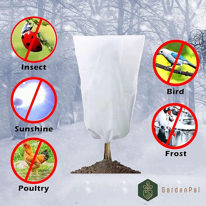 GardenPal Plant Covers Freeze Protection, 75''×90'' Thicken Frost Cloth with Drawstring Reusable for Outdoor Plants (75''×90''(1pc))