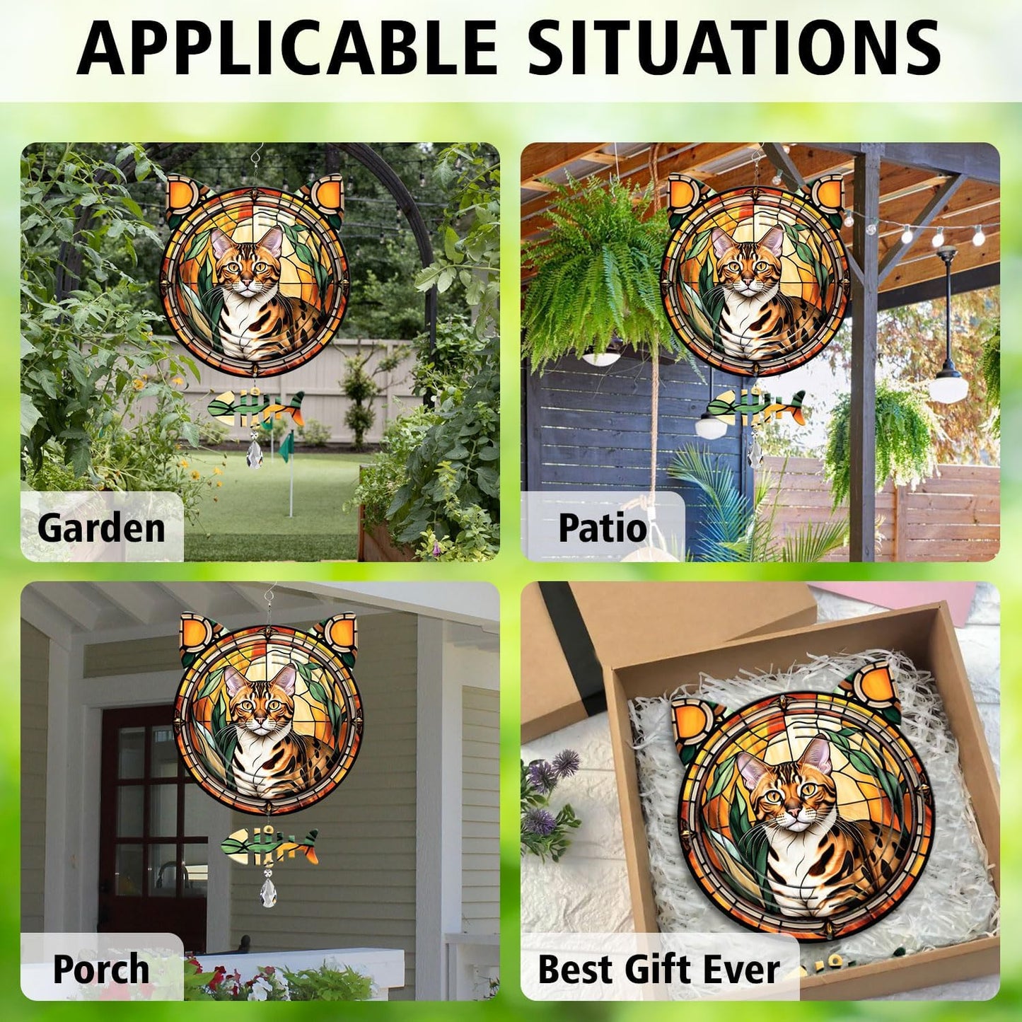 Bengal Cat Wind Spinner, Bengal Cat Wind Spinner Hanging for Yard and Garden