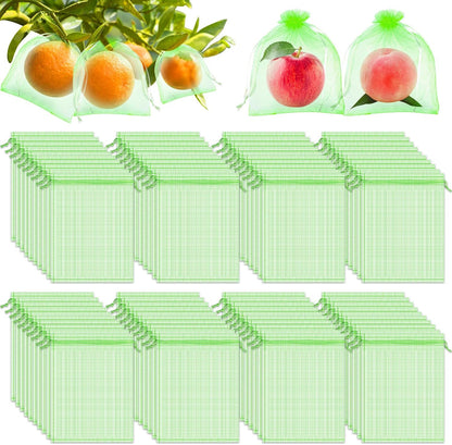 200 Pcs Fruit Protection Bags 7''x9'' Fruit Netting Bags with Drawstring Fruit Bags for Fruit Trees, Fruit Protect Bags Vegetable Fruit Net Fruit Cover Mesh Bag for Protecting Fruits(Green,7 x 9 Inch)