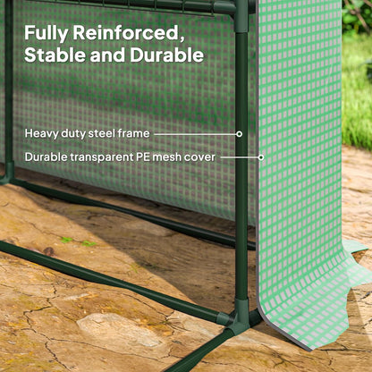 Outsunny 8' x 6' x 7' Walk-in Greenhouse, PE Cover, 4-Tier Shelves, Steel Frame Hot House, Roll-Up Zipper Door for Flowers, Vegetables, Saplings, Tropical Plants, Green