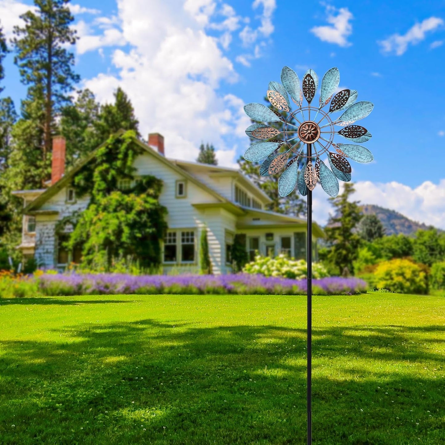 MUMTOP Wind Spinner Outdoor, 50 Inch Metal Two-Way Wind Sculptures Windmill for Yard Art, Garden Decor