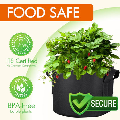 Gardzen 6-Pack 7 Gallon Grow Bags, 500G Thickened Aeration Fabric Pots with Handles, Heavy Duty Cloth Pots for Plants