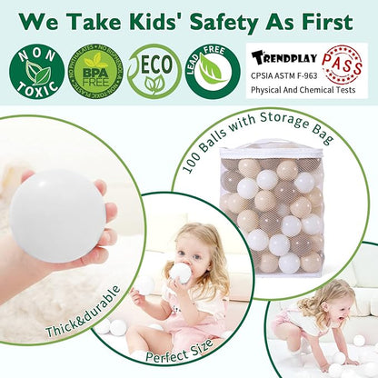 TRENDPLAY Plastic Balls for Ball Pits 2.2 Inch, Pack of 50 100 200 500 Hollow Balls, Perfect for