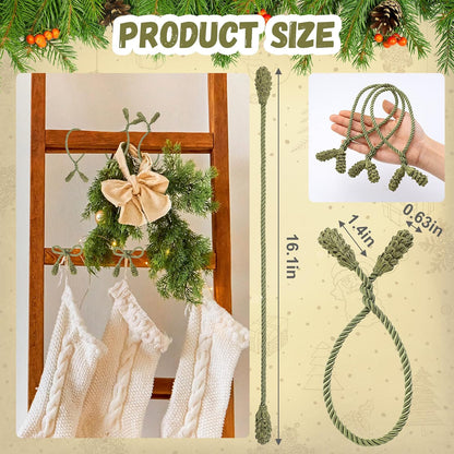 Shappy 12 Pieces Christmas Garland Banister Ties Christmas Decorative Reusable and Flexible Twist Ties for Garland, Banister Home Decoration (Olive Green)