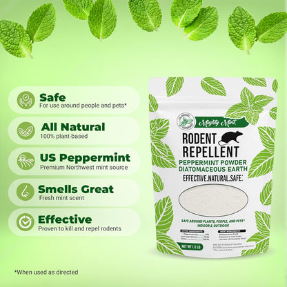 Mighty Mint Rodent Repellent Pest Control, Diatomaceous Earth Peppermint Pest Powder, 1 lb (Pack of 2)