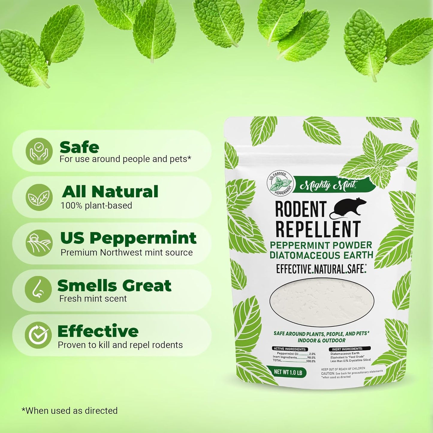 Mighty Mint Rodent Repellent Pest Control, Diatomaceous Earth Peppermint Pest Powder, 1 lb