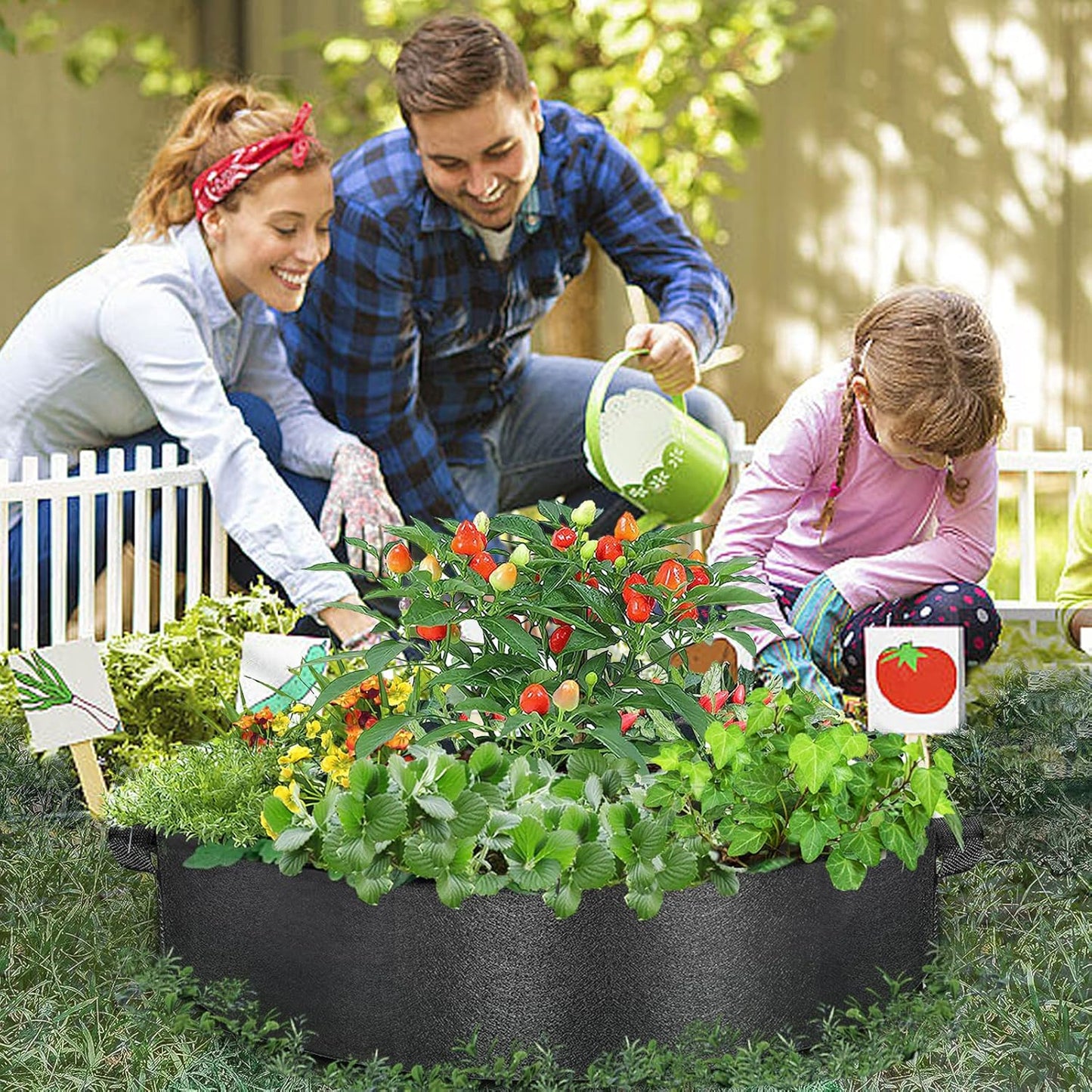 15 Gallon Plant Grow Bags, Round Fabric Raised Garden Beds Planter Pots with 2 Handles,Durable Breathe Cloth Planting Bed Gardening Container to Grow Vegetables for Outdoor Plants