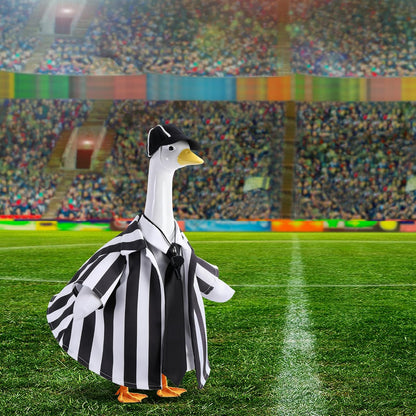 Watayo 4 Pcs/Set Referee Porch Goose Outfits, Lawn Goose Statue Referees Costume, Garden Goose Clothes Referee Shirt Hat Tie and Whistle for 23" Statue Halloween Sports Season Outdoor Patio Yard Decor
