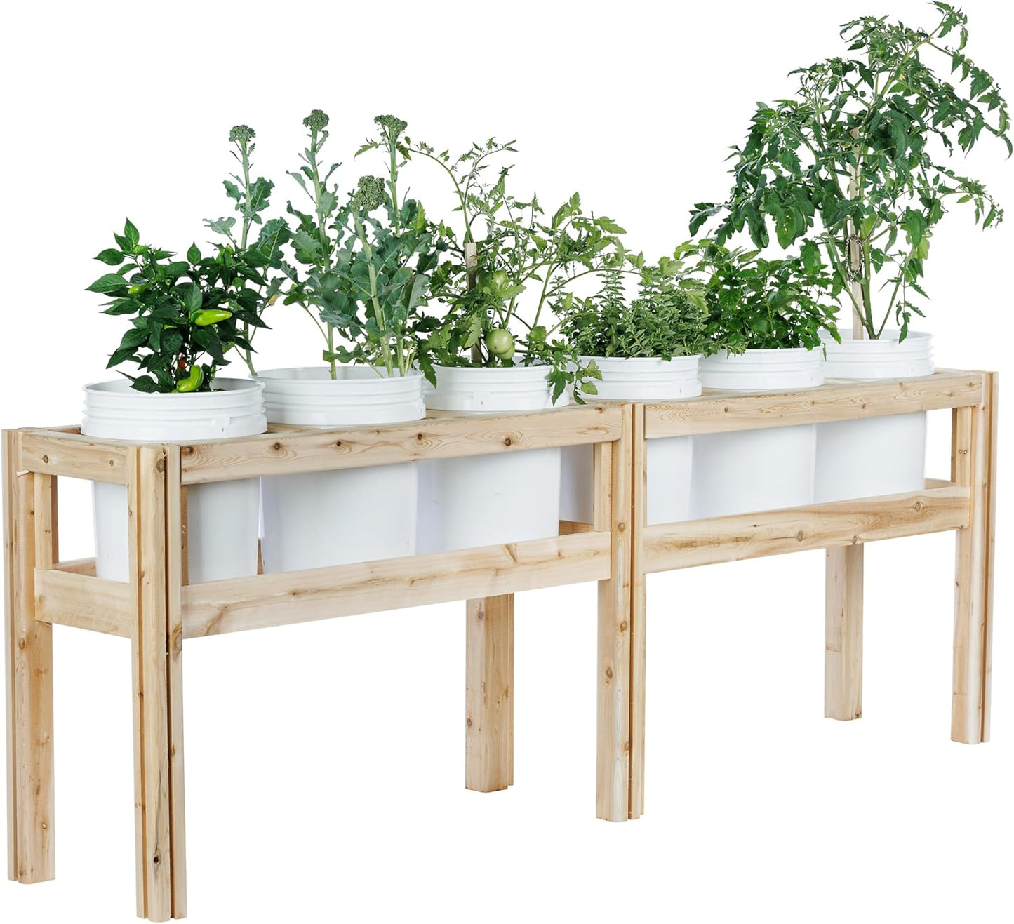Greenes Fence Six Bucket Elevated Cedar Wood Garden Frame, 84 in. x 16 in. x 30 in. - Made in USA with North American Cedar