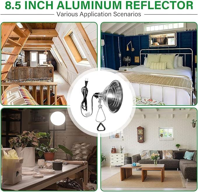 Simple Deluxe Clamp Lamp Light 150 Watt with 8.5 Inch Aluminum Reflector (no Bulb Included), 6 Feet Cord, 1 Pack, Black