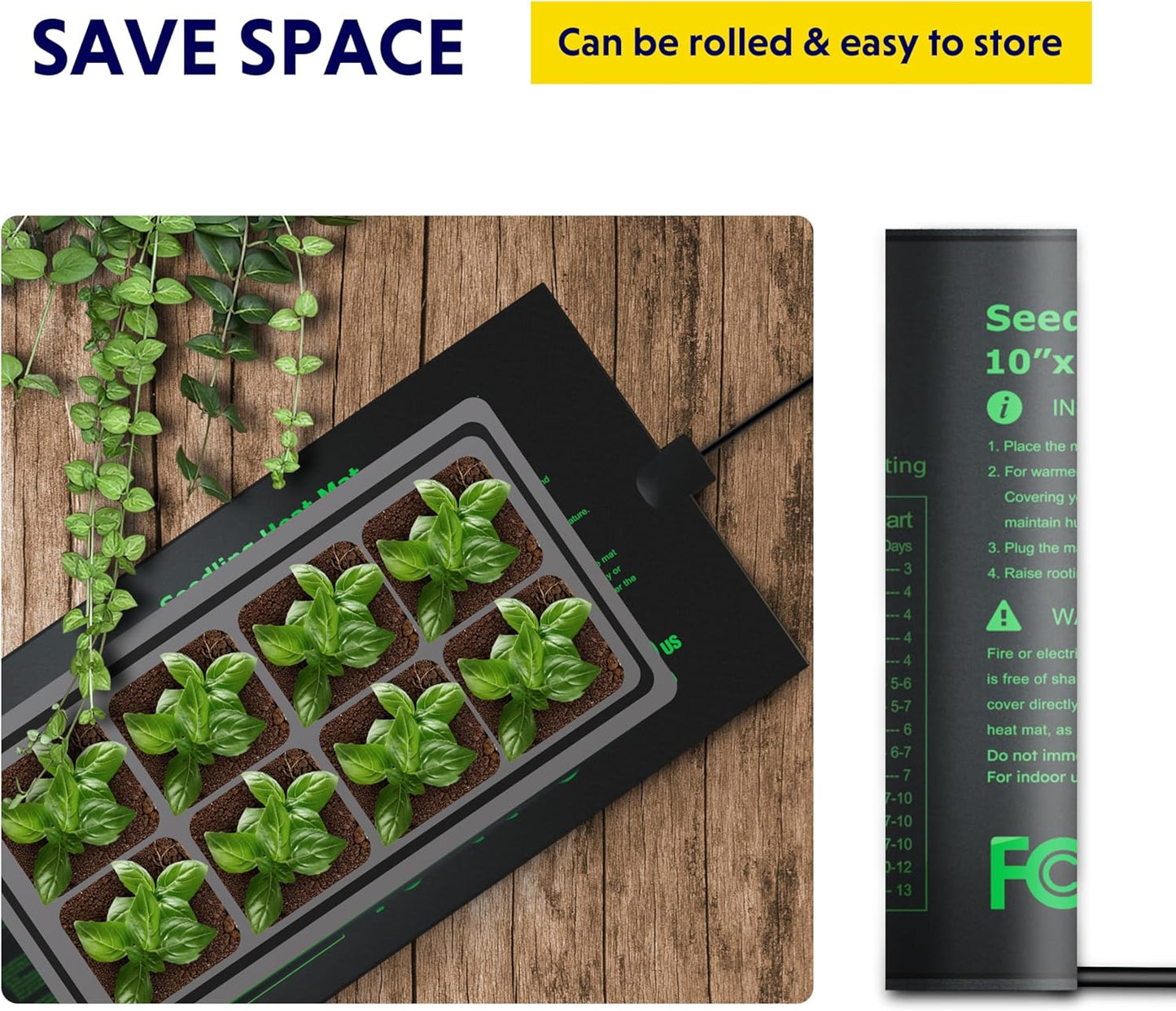 iPower Durable Waterproof Seedling Heat Mat 10"x20.75", Warm Hydroponic Heating Pad for Germination, Indoor Gardening, Greenhouse