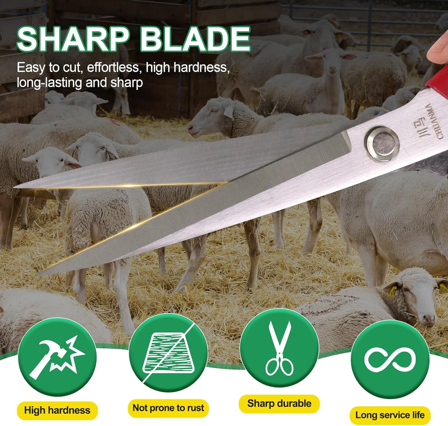 Manual Wool Shearing Shear Stainless Steel Trimming Scissor Long blades Multifunctional garden shears Craft Scissors with spring Red