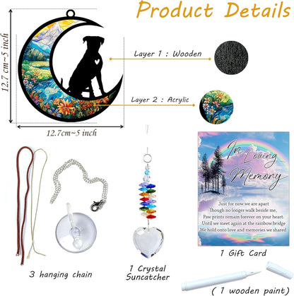 Boxer Suncatcher, Personalized Pet Loss Gift with Name & Date, Heart-Shaped Crystal Sun Catcher, Dog Remembrance Sympathy Rainbow Maker for Window & Garden