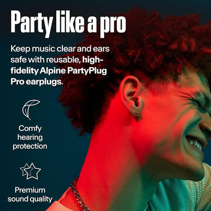 Alpine PartyPlug Pro Concert Ear Plugs, High Fidelity Professional Musician Earplugs with 21dB
