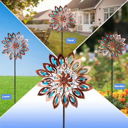Wind Spinners for Outdoor Yard Decor, 360 Degrees Swivel Large Outdoor Metal Wind Spinner, 76" Wind Sculptures Garden Decor for Patio Lawn Yard