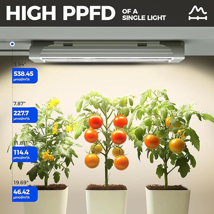 Barrina TX18 1FT Grow Light, 72W(4 x 18W, 360W Equivalent), High PPFD, Full Spectrum with 660nm Red LEDs, Grow Light Strip for Indoor Plants with On/Off Switch, Mechanical Timer, Linkable, 4 Packs
