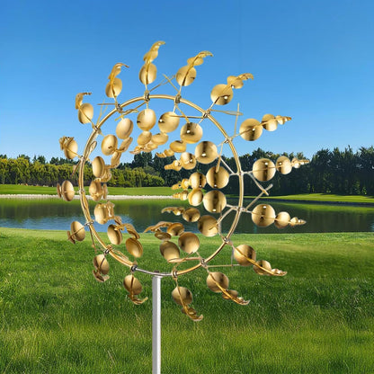 Magical Metal Windmill, Wind Spinners for Yard Garden, Outdoor Spinners, Windmill for Yard, Wind Sculptures & Spinners for Yard Garden Patio Decoration (1PCS Gold)