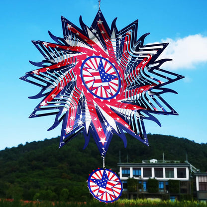 DJUAN 4th of July Decorations,12in American Flag Patriotic Wind Spinner Fourth of July Decor Outdoor,Garden Wind Spinners Patriotic Decor Independence Day Decorations for Yard,Garden,Patio