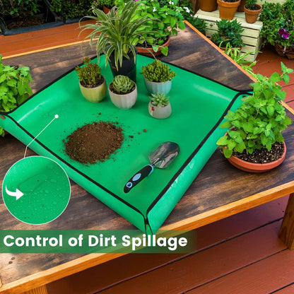 Repotting Mat for Indoor Plant Transplanting and Mess Control 27"x 27" Thickened Waterproof Potting Tray Foldable Succulent Potting Mat Portable Gardening Mat Garden Gifts for Women & Men