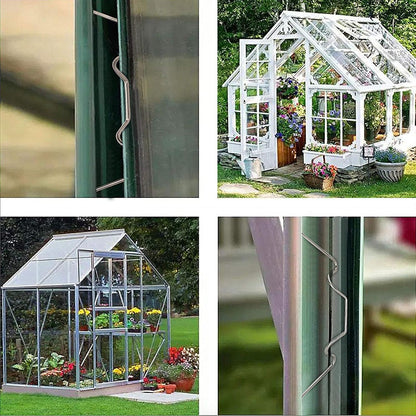100 PCS Greenhouse Glazing Clips, Stainless Steel W Type Clip, Aluminium Greenhouse Care, W-Wire Green House Fitting
